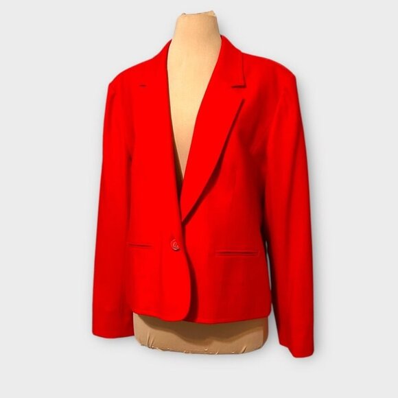 Vintage 80s Pendleton Wool Blazer Red EUC Single Button 12 Shoulder Pads Classic - Picture 1 of 11